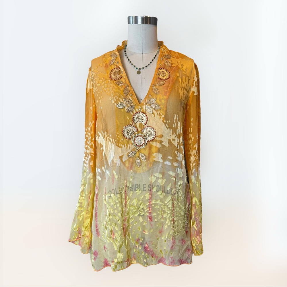 Hale Bob Gold and Orange Embellished Tunic